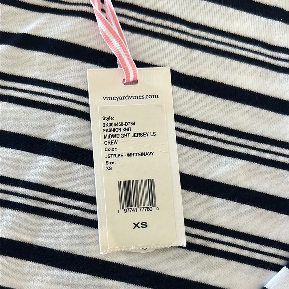 Vineyard Vines Navy and White Striped Shirt size XS - Picture 2 of 3
